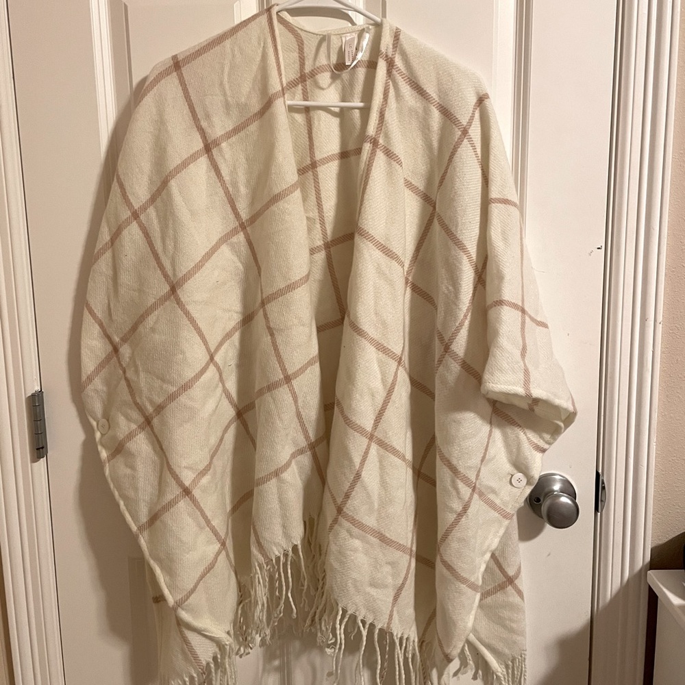 Lauren Conrad pink and white plaid poncho